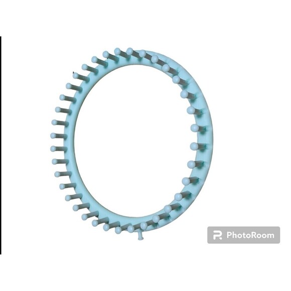 Blue Round Knitting Loom and Multicolor Yarns - Picture 3 of 7